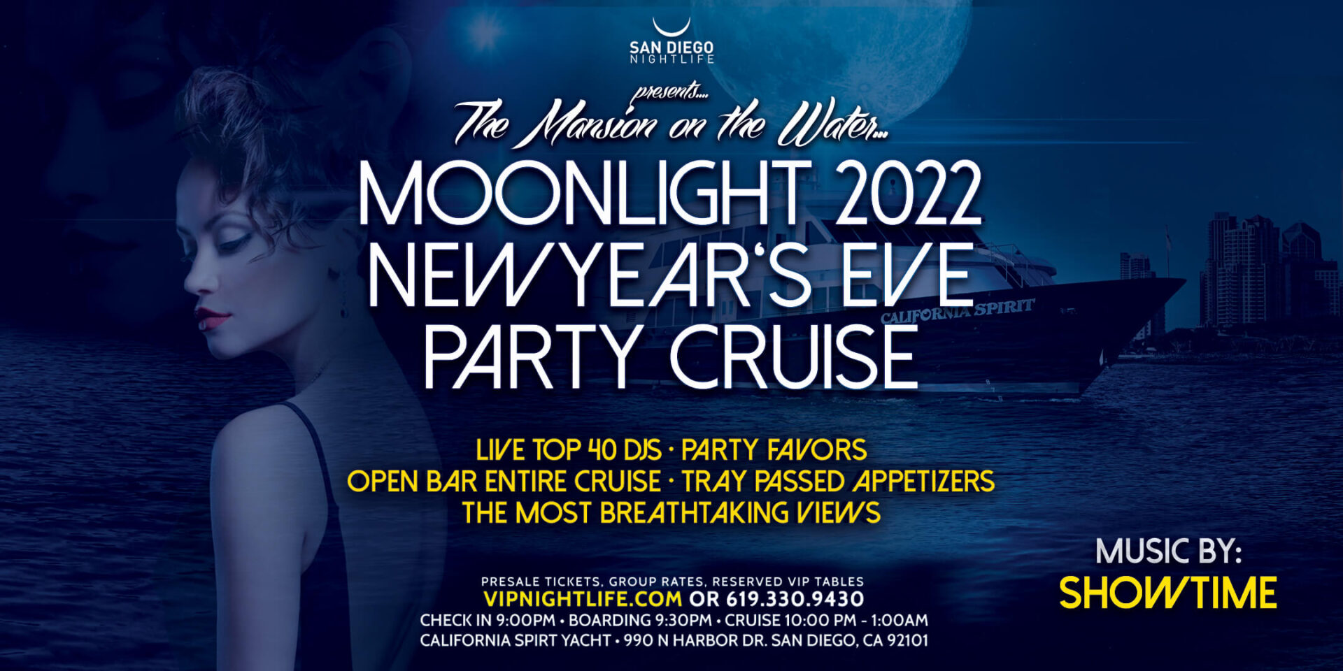 2022 San Diego New Year’s Eve Party Pier Pressure Moonlight Cruise