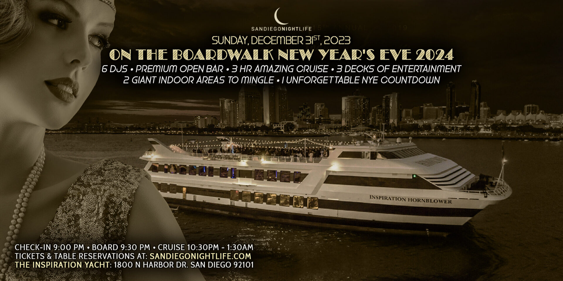 2024 San Diego New Year’s Eve Party Pier Pressure Moonlight Cruise